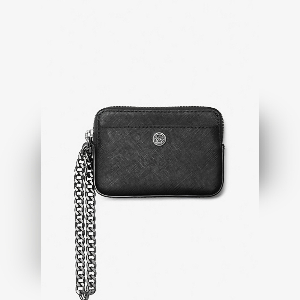 Micheal Kors Chain Wallet Silver ID Holder Like NEW